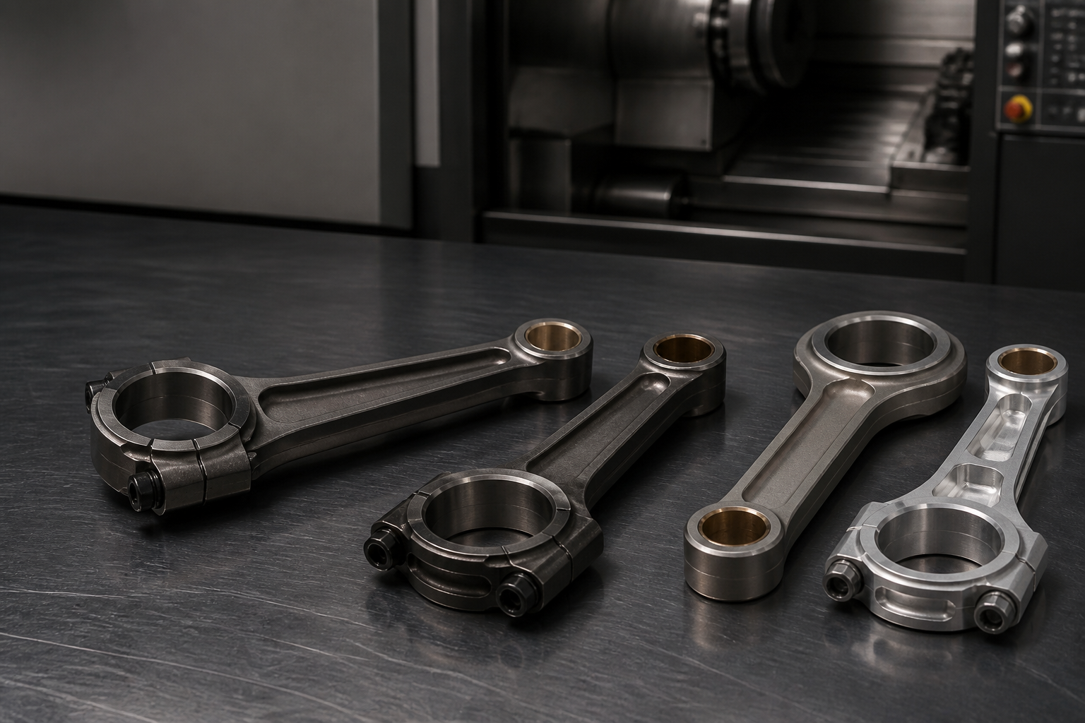 Concept illustration comparing connecting rod material routes